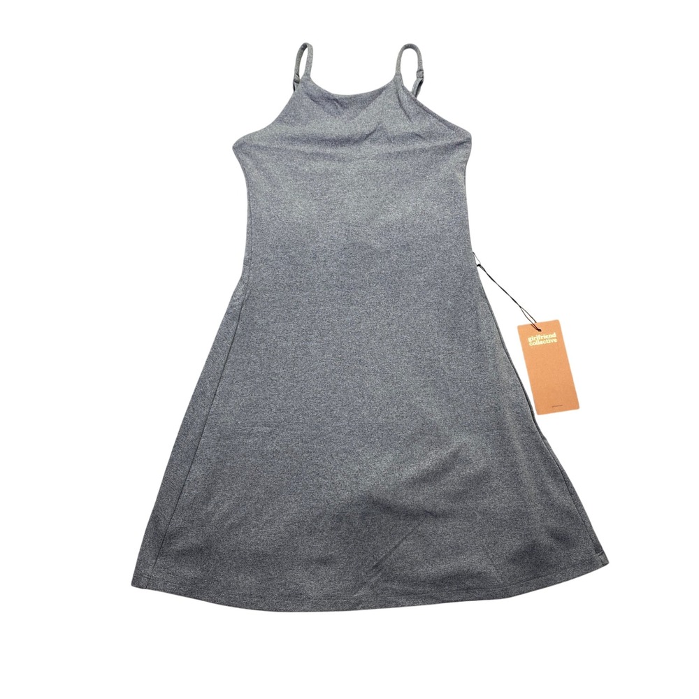 Girlfriend Collective Naomi Heather Grey Exercise Dress Built-in Shorts Sz S NWT